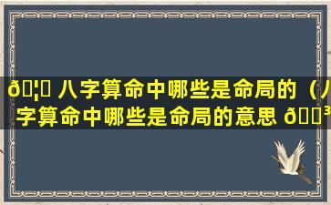 🦈 八字算命中哪些是命局的（八字算命中哪些是命局的意思 🐳 ）